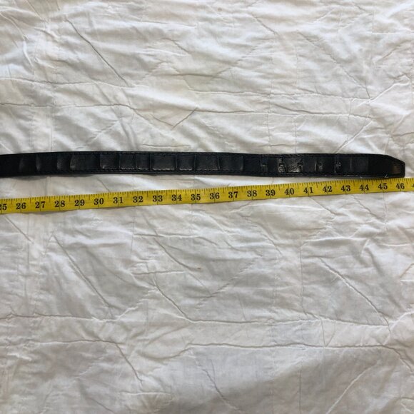 Black Genuine Leather Belt 46 in eagle details embossed - Picture 8 of 8